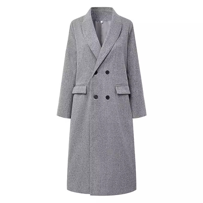 Solid Color Wool Mid-length Women's Coat