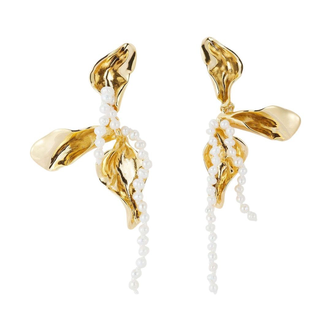 Ins Irregular Petal Pearl Earrings