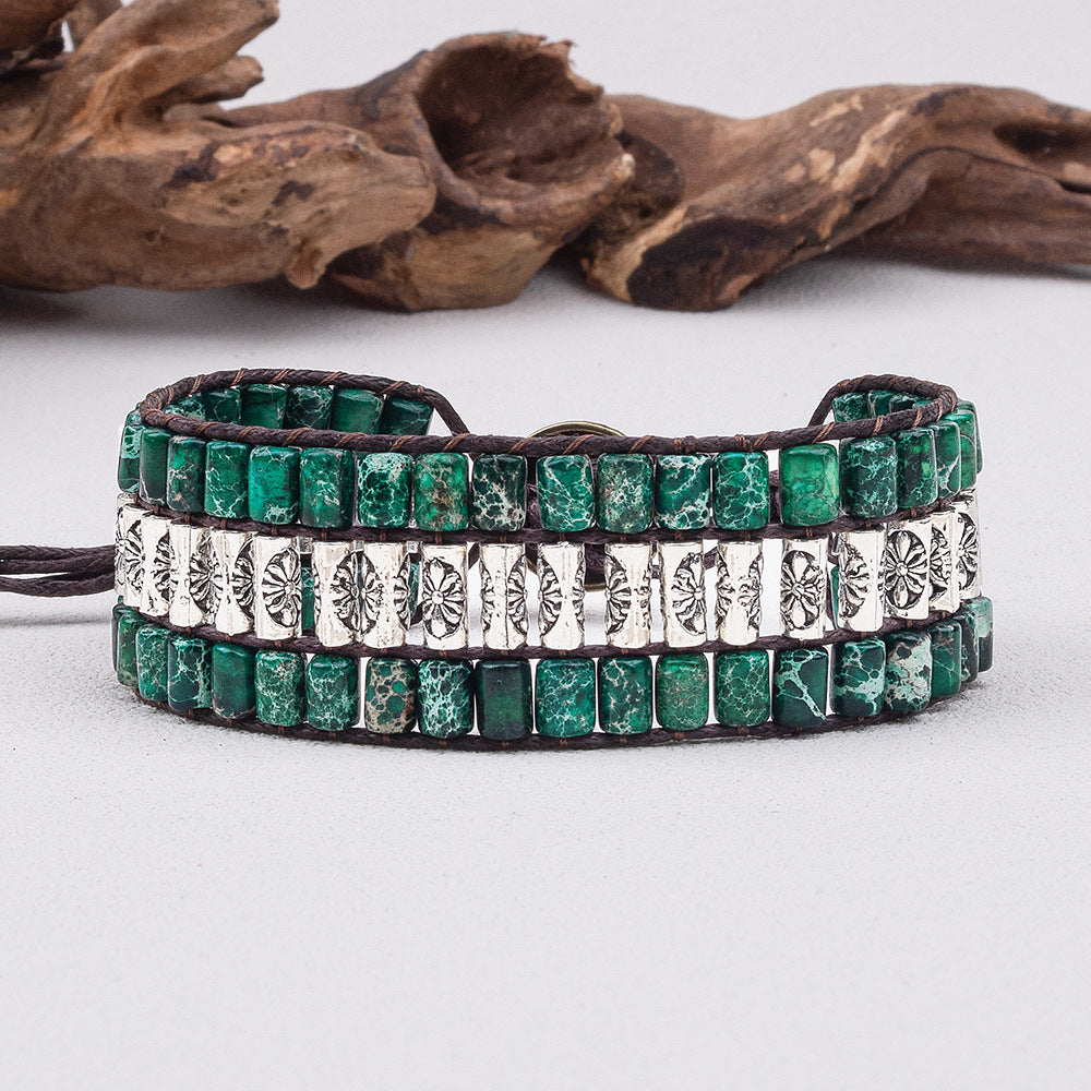 Purple Vintage Bohemian Style Cylindrical Braided Bracelet