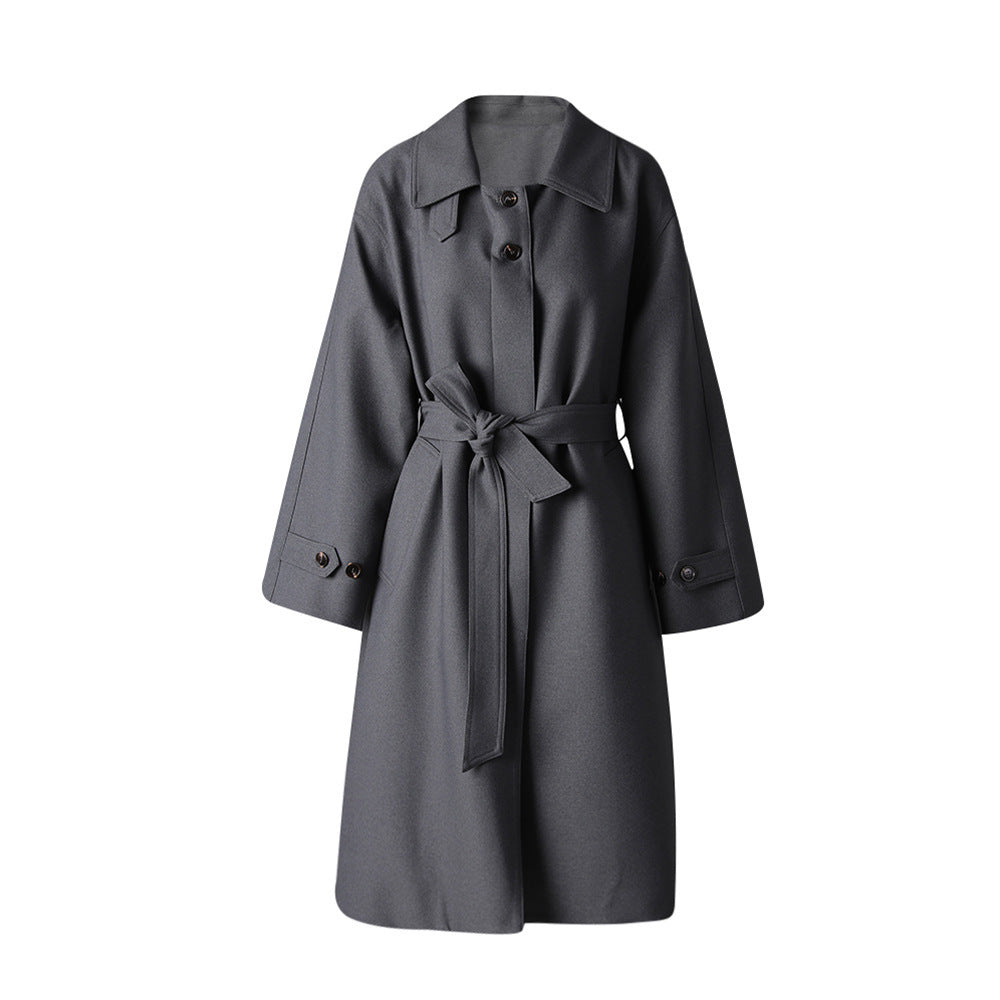 British Style Simple Graceful High-grade Lace-up Trench Coat