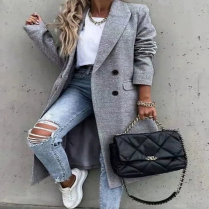 Solid Color Wool Mid-length Women's Coat