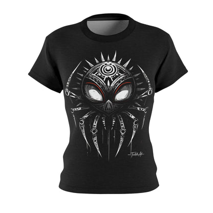 Dark Notes Women's Graphic Tee — Gothic Spider MaskTribal Design