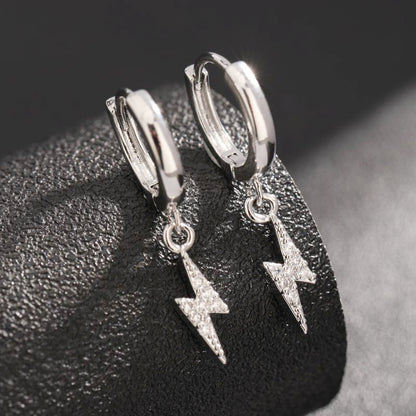Lightning Earrings Men's Zircon Hip Hop Versatile High-grade Earrings