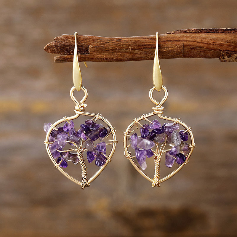 Natural Crystal Lucky Tree Eardrop Earring Earrings Popular Ornament