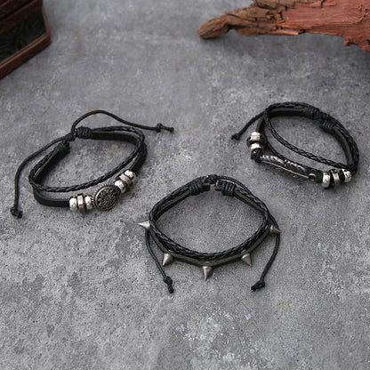 Cross-border Hot Selling European And American Style Jewelry Punk New Cow Leather Button Bracelet