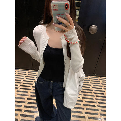 Casual Women's Single-breasted Knitted Cardigan Jacket Inner Vest