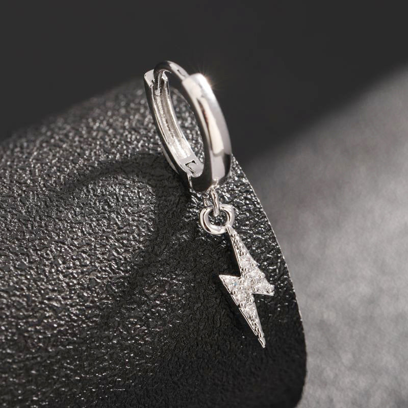 Lightning Earrings Men's Zircon Hip Hop Versatile High-grade Earrings