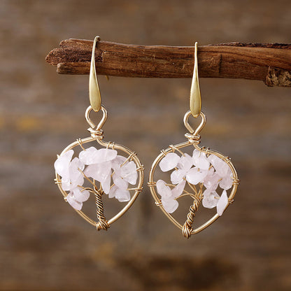 Natural Crystal Lucky Tree Eardrop Earring Earrings Popular Ornament