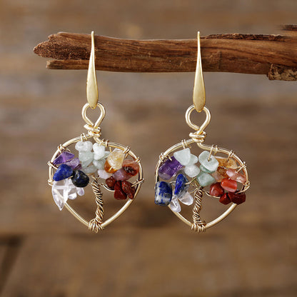 Natural Crystal Lucky Tree Eardrop Earring Earrings Popular Ornament