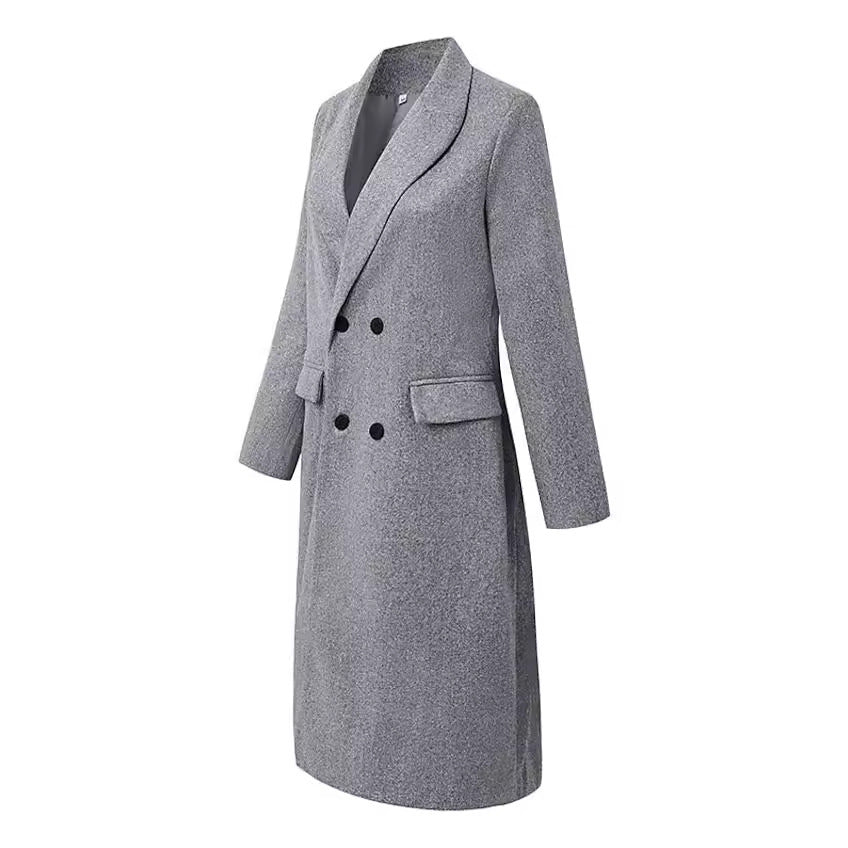 Solid Color Wool Mid-length Women's Coat
