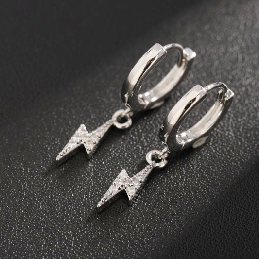 Lightning Earrings Men's Zircon Hip Hop Versatile High-grade Earrings