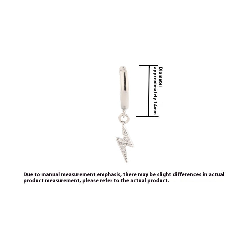 Lightning Earrings Men's Zircon Hip Hop Versatile High-grade Earrings