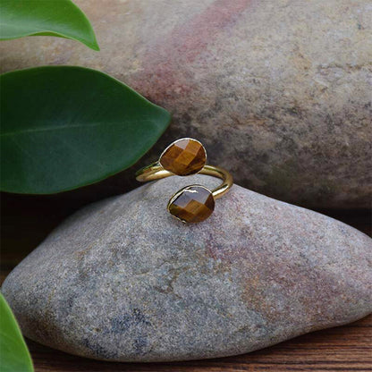 Popular Accessories Tiger Eye Ring Natural Stone Twisted Ring