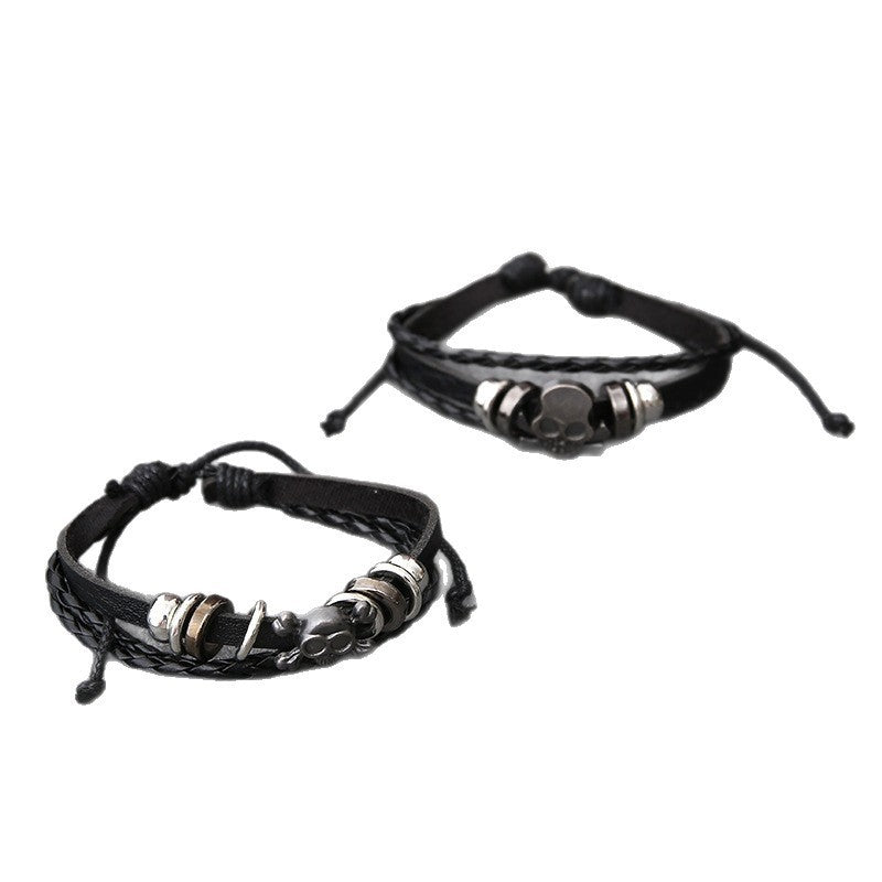 Cross-border Hot Selling European And American Style Jewelry Punk New Cow Leather Button Bracelet