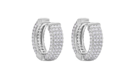 Men's Full Diamond Earrings European And American Style All-match S925 Sterling Silver