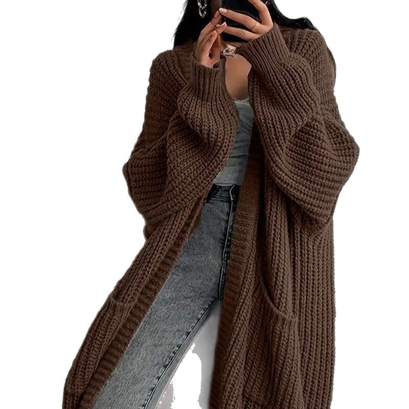 Long Sweater Coat Loose Long-sleeved Knitted Cardigan