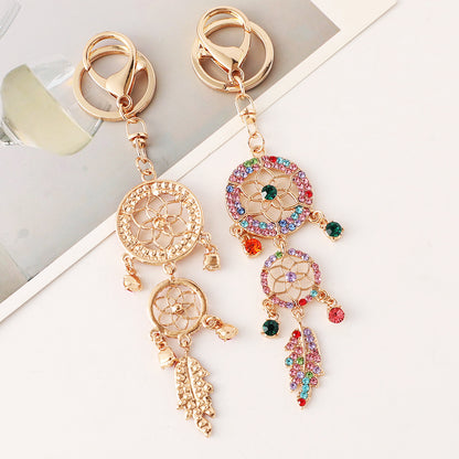 Creative Diamond Studded Flower Shaped Car Keychain Dream Catcher