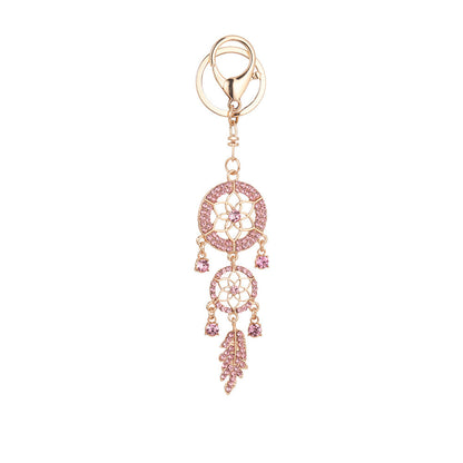 Creative Diamond Studded Flower Shaped Car Keychain Dream Catcher