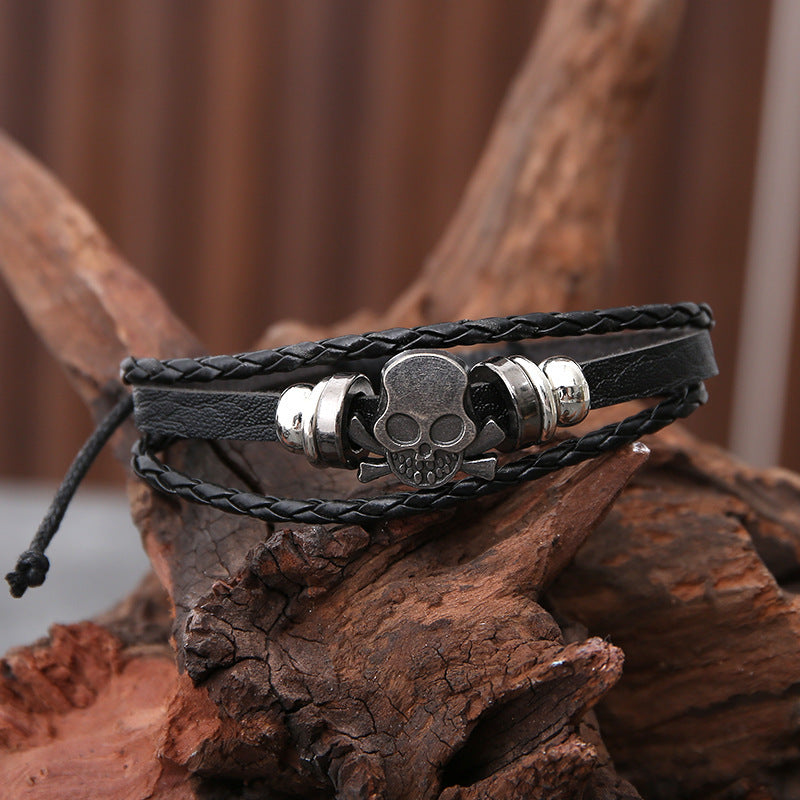 Cross-border Hot Selling European And American Style Jewelry Punk New Cow Leather Button Bracelet