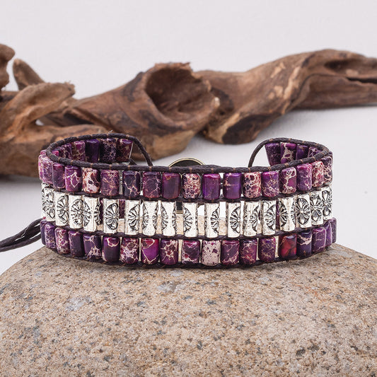 Purple Vintage Bohemian Style Cylindrical Braided Bracelet