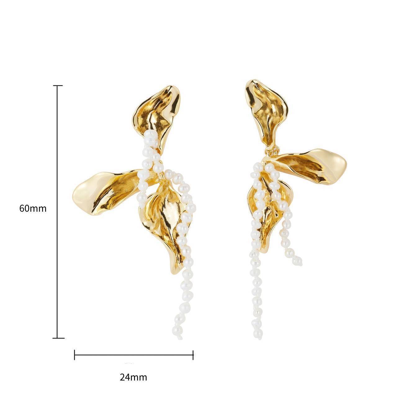 Ins Irregular Petal Pearl Earrings