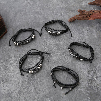 Cross-border Hot Selling European And American Style Jewelry Punk New Cow Leather Button Bracelet