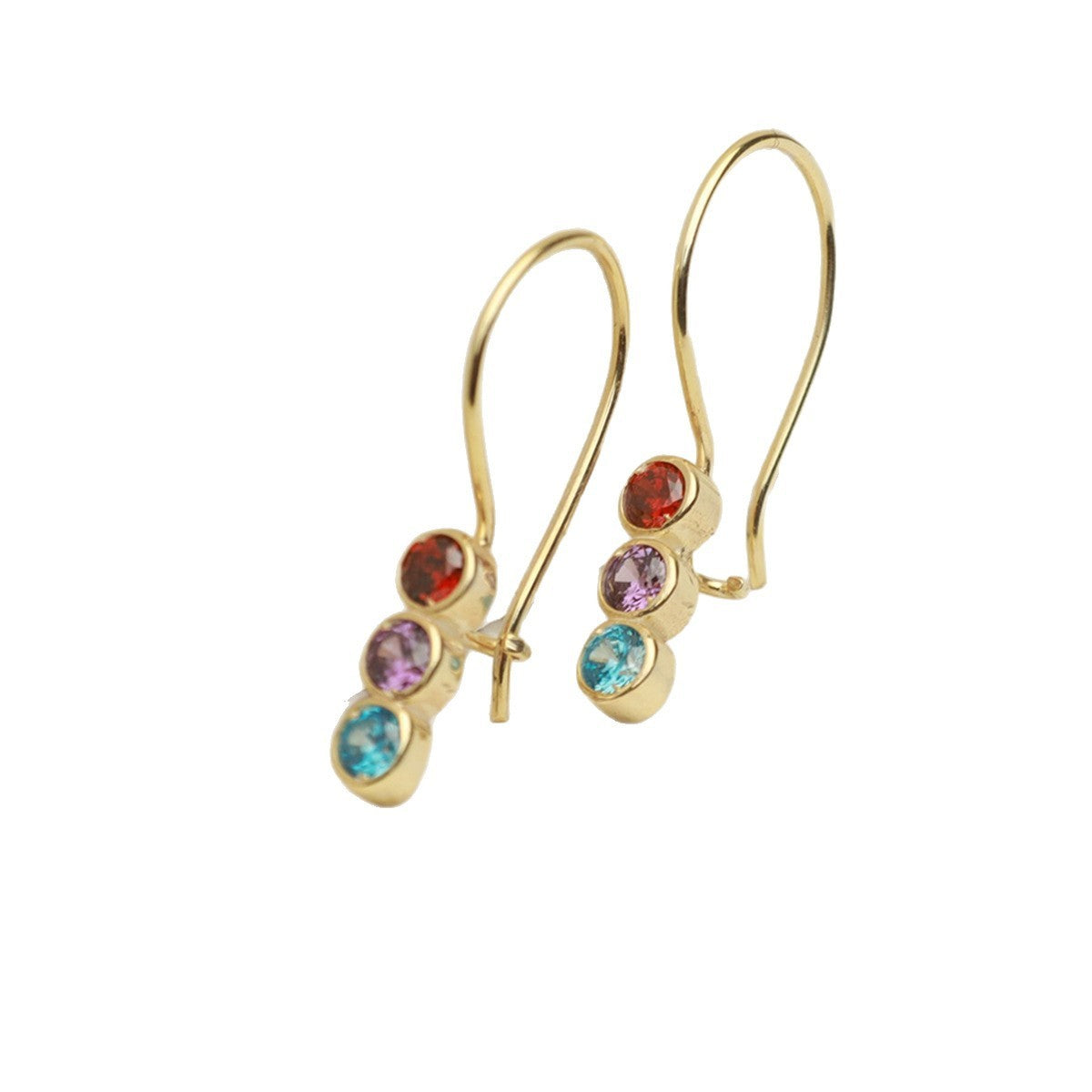Sterling Silver Colorful Crystals Women's Exquisite Versatile Elegant Earrings